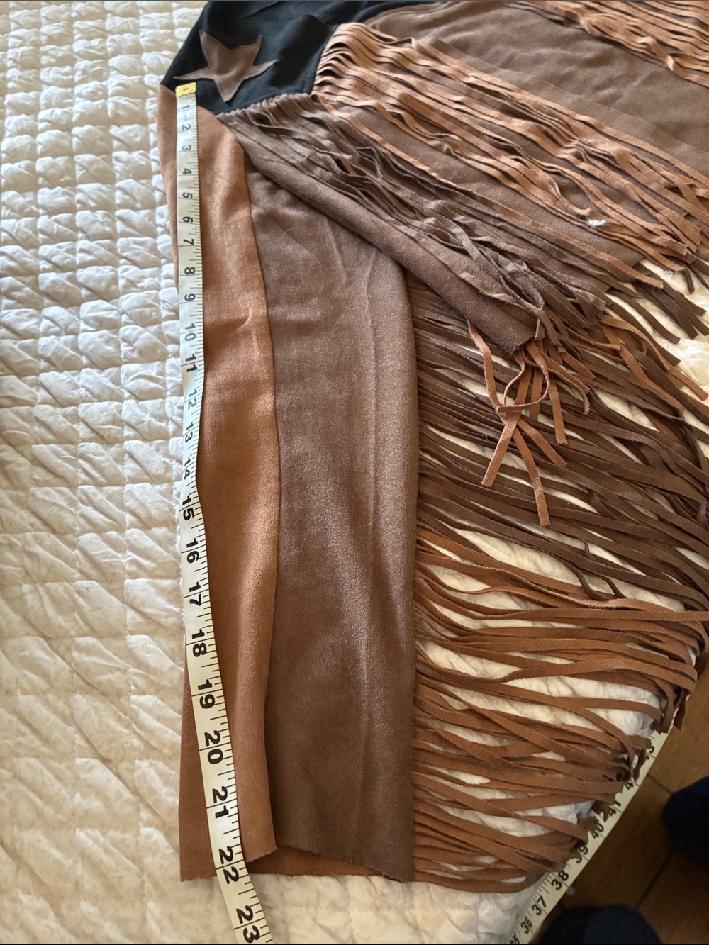 Johnny Was Brown Suede Fringe Jacket with Black Star Yoke - Picture 8 of 9